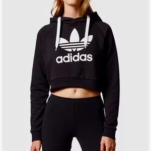 Adidas Women's Black Cropped Hoodie